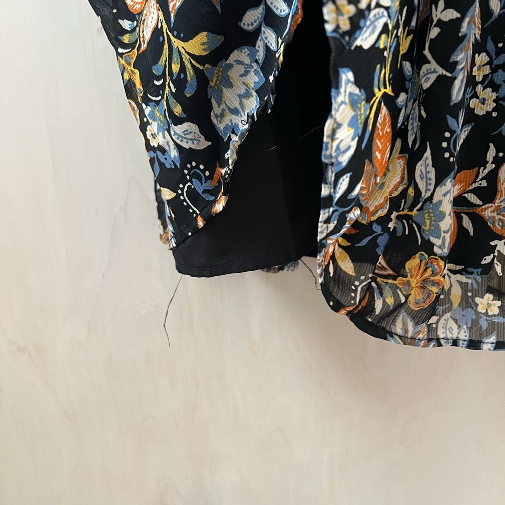 Lucky Brand Black and Brown Floral Long Sleeve Dress - Picture 6 of 6